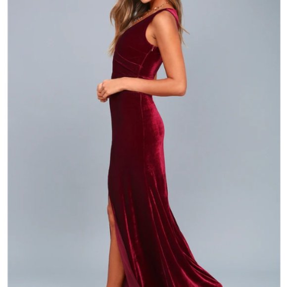 Lulus Size S Burgundy Velvet Maxi Dress - Picture 10 of 12